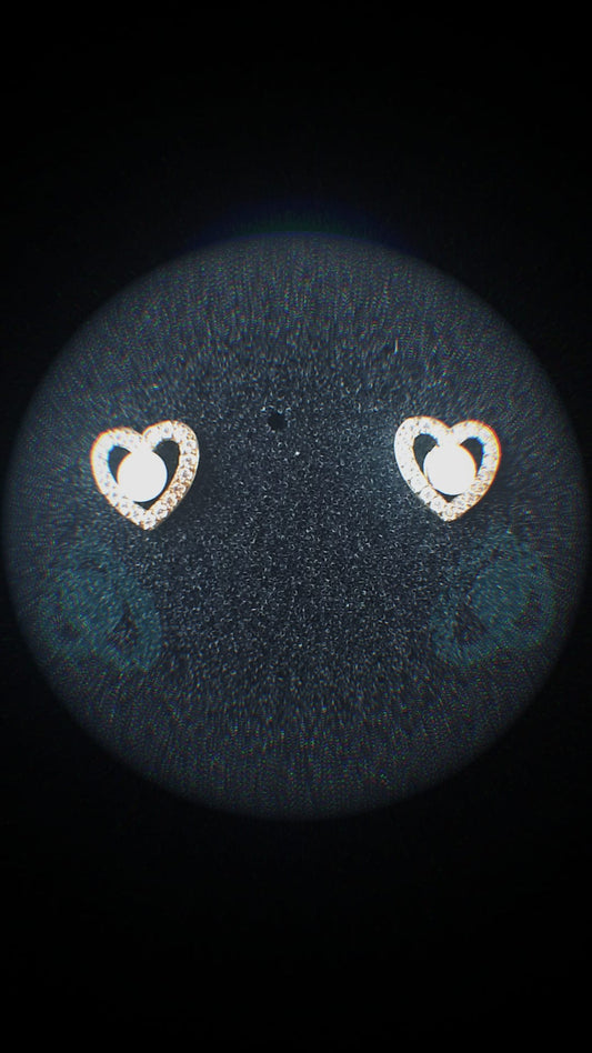 Style Casual Cute Ball on Heart Shape Polishing Hollow Out Inlay Copper Acrylic Pearl Zircon 18K Gold Plated Ear Studs