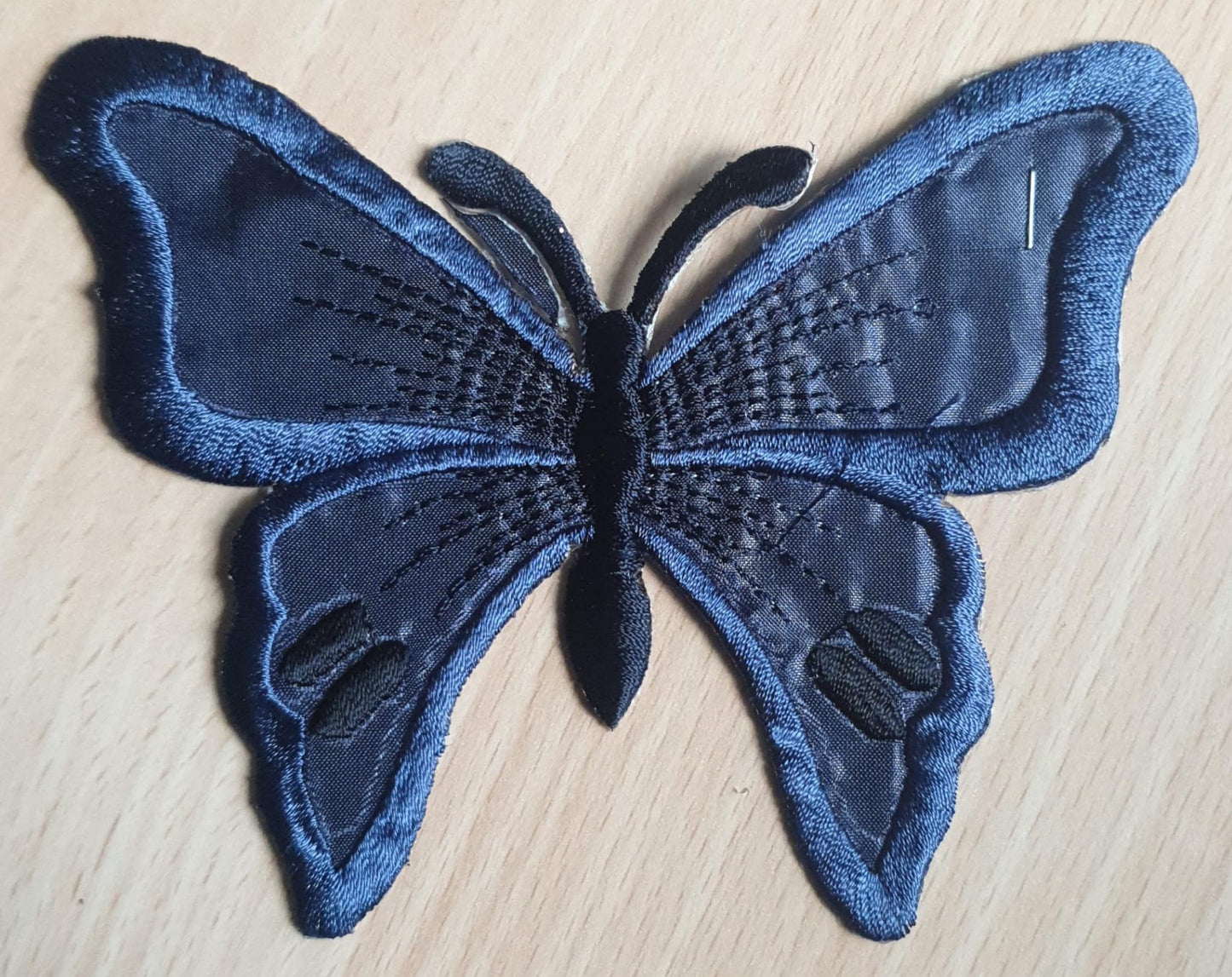 Vibrant Colour -Blue- Butterfly Embroidered 13x10 cm Sew-On Glue-On Appliqué Patch