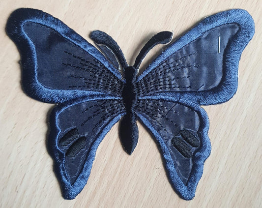 Vibrant Colour -Blue- Butterfly Embroidered 13x10 cm Sew-On Glue-On Appliqué Patch