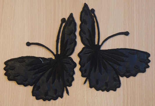 Vibrant Colour -Black- Butterfly Embroidered 13x10 cm Sew-On Glue-On Appliqué Patch