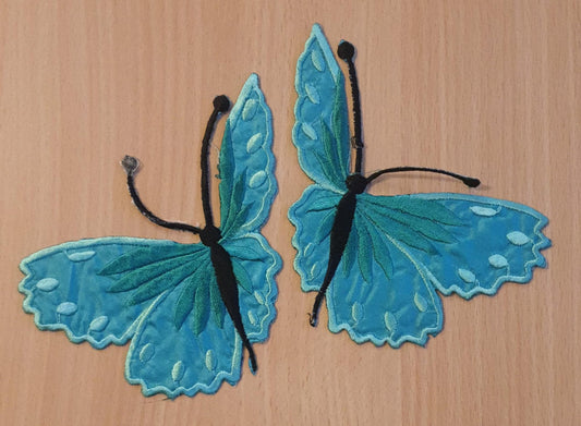 Vibrant Colour -Blue- Butterfly Embroidered 13x10 cm Sew-On Glue-On Appliqué Patch
