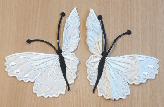 Vibrant Colour -White- Butterfly Embroidered 13x10 cm Sew-On Glue-On Appliqué Patch (Copy)