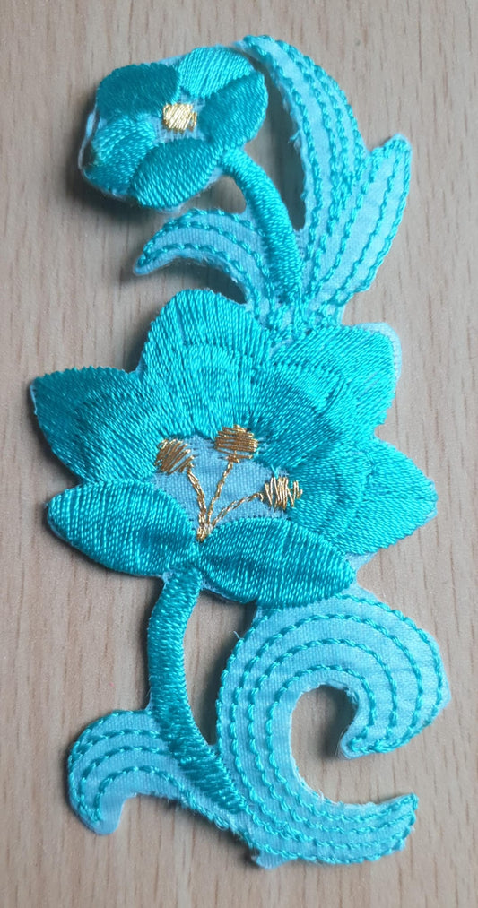 DIY Craft Blue Flower Single Embroidered