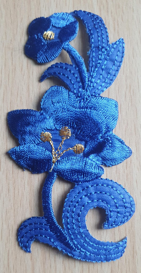 DIY Craft Blue Flower Single Embroidered 03