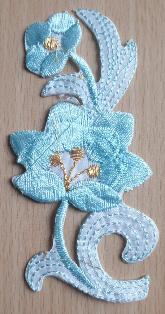 DIY Craft Blue Flower Single Embroidered 04