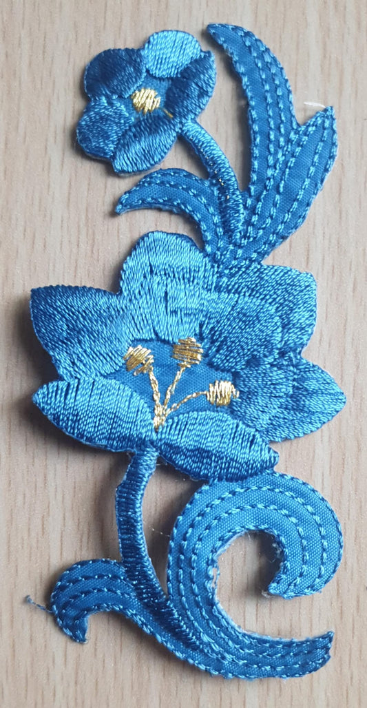DIY Craft Blue Flower Single Embroidered 05