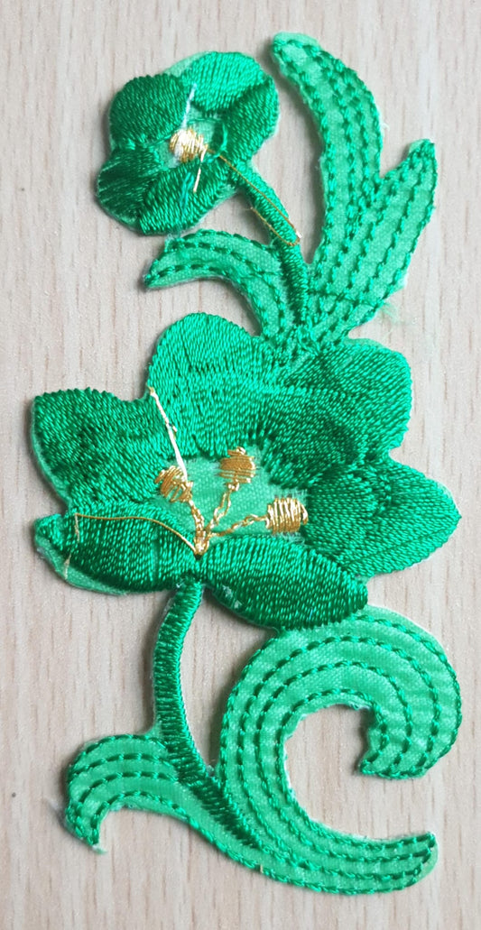 DIY Craft Green Flower Single Embroidered 01