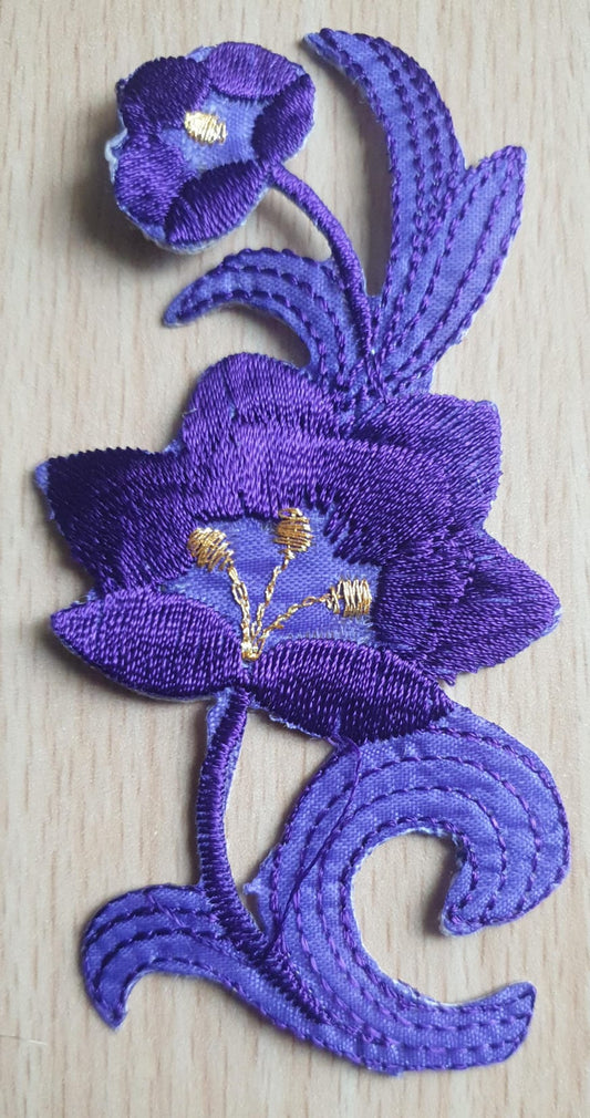 DIY Craft Purple Flower Single Embroidered