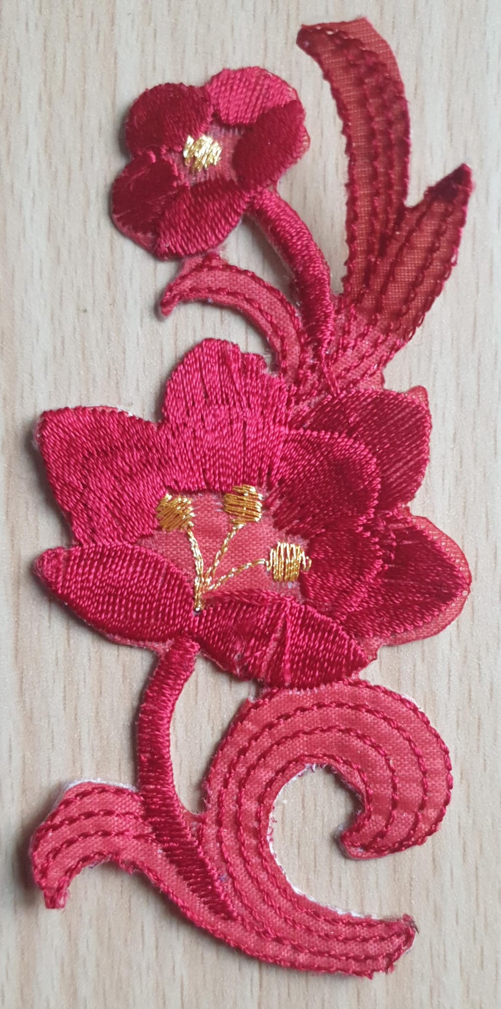 DIY Craft Red Flower Single Embroidered