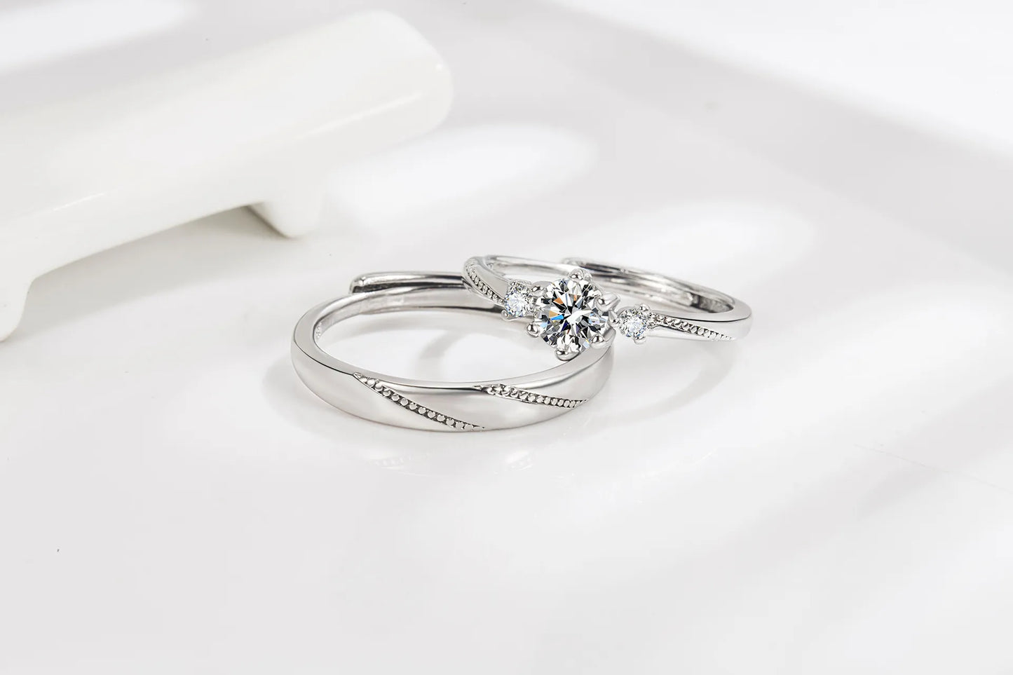 Men And Women Couple Ring Niche Design Filled With Zircon Opening Adjustable Pair Ring