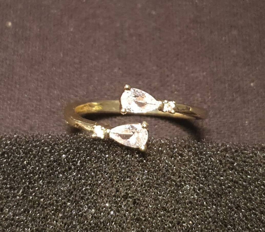 Fashion Geometric Bow Knot Copper Rings Inlay Zircon Copper Rings