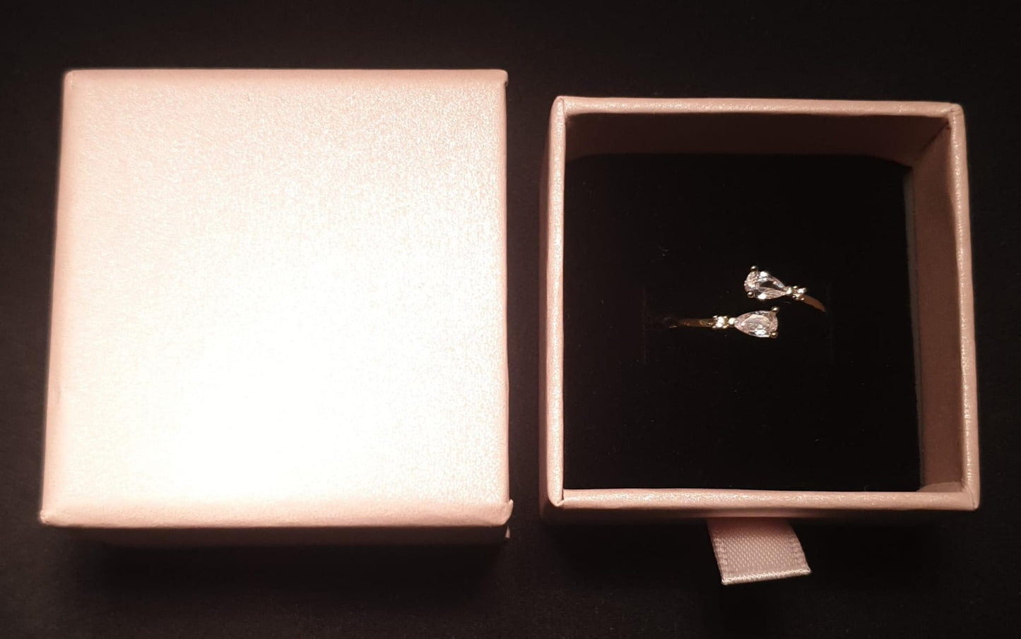Fashion Geometric Bow Knot Copper Rings Inlay Zircon Copper Rings