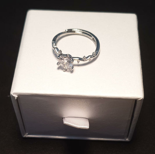 Simple Style Round Copper Inlay Zircon Ring