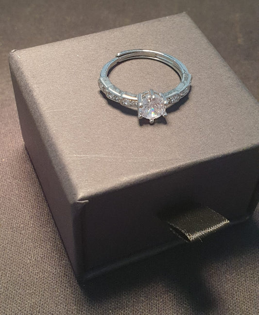 Simple Style Round Copper Inlay Zircon Ring