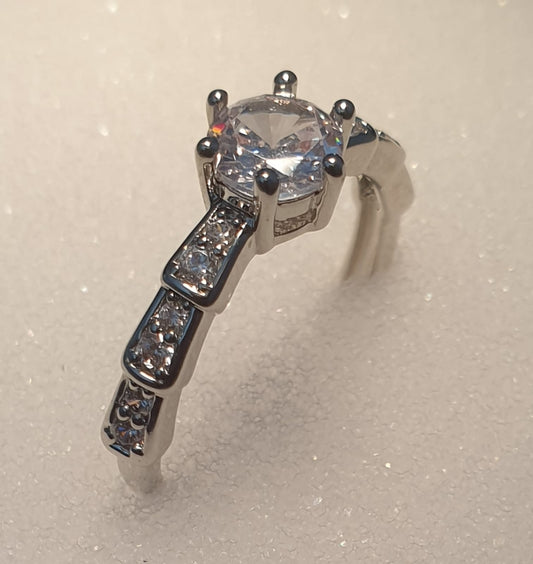Simple Style Round Copper Inlay Zircon Ring