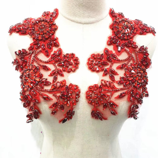 Rhinestone Patch Dancing Costume Rhinestone Applique, Sparkling Lace Applique
