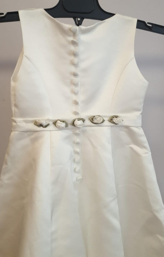 White Baby Dress Green Flowers
