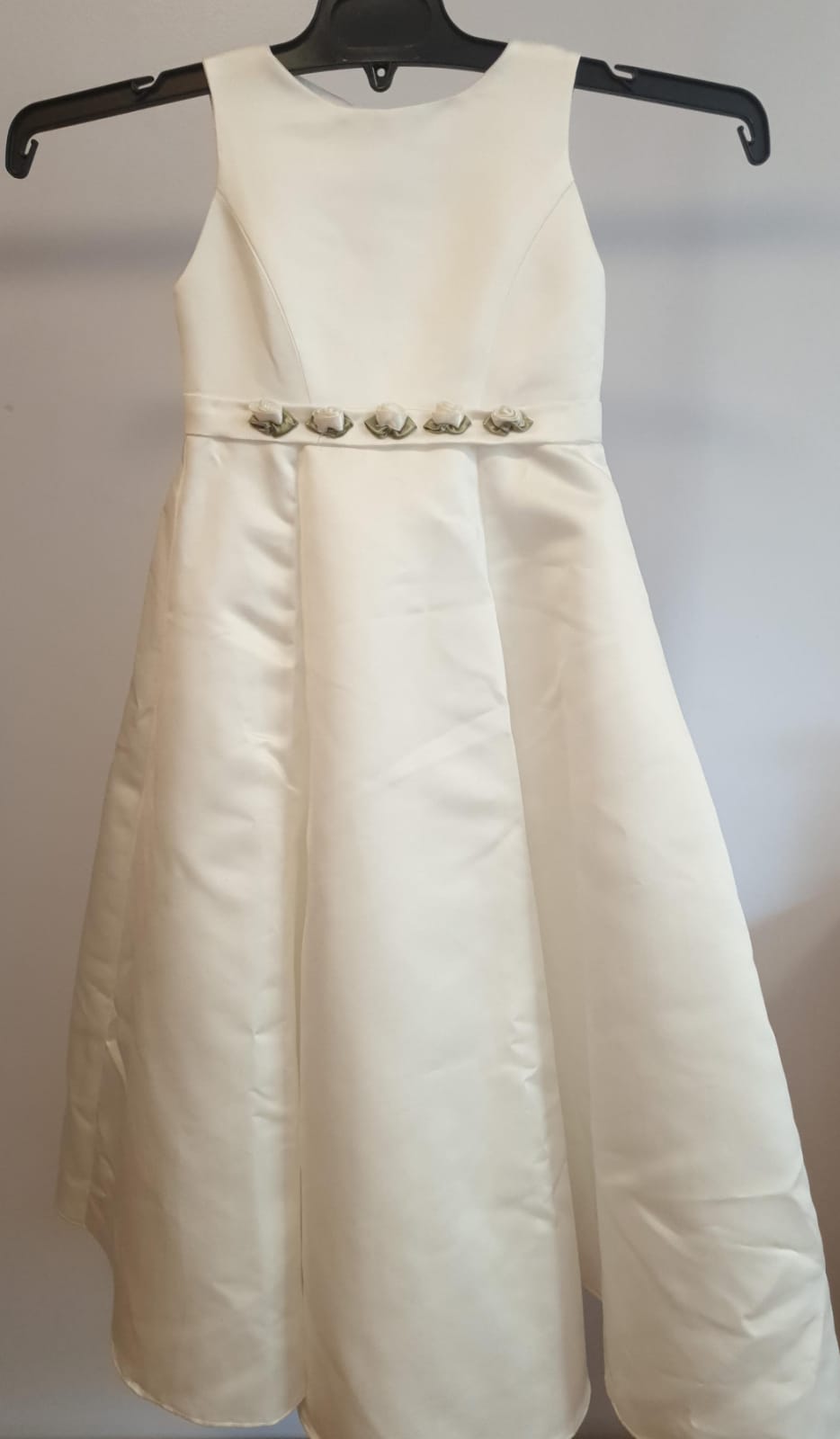 White Baby Dress Green Flowers
