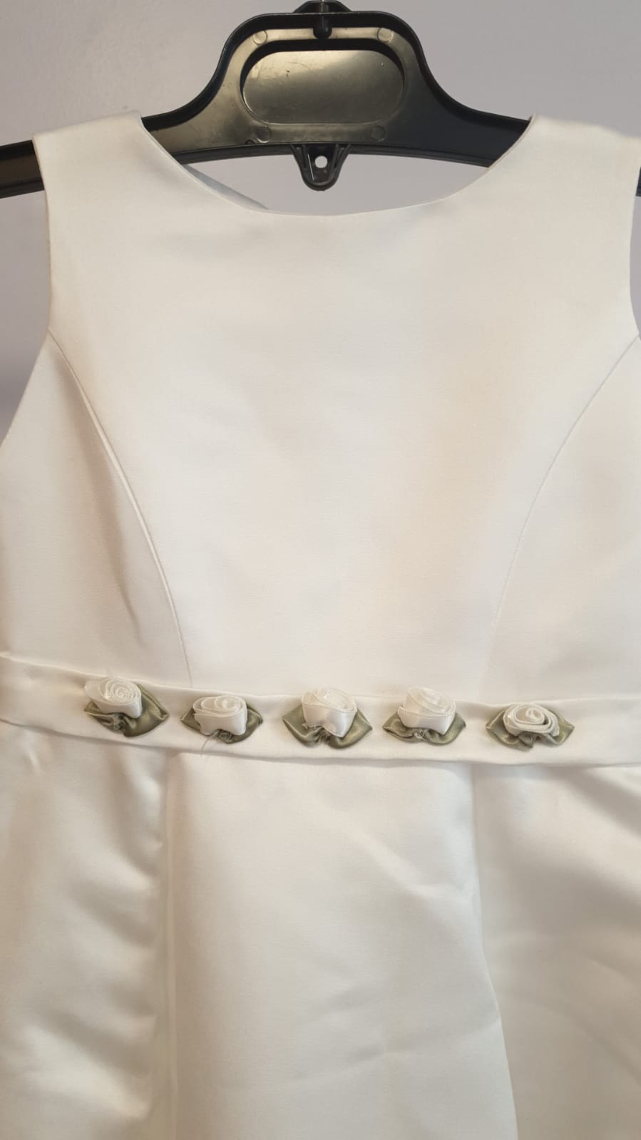 White Baby Dress Green Flowers