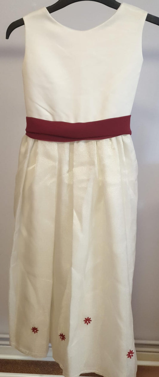 White Baby Dress Red Ribbon