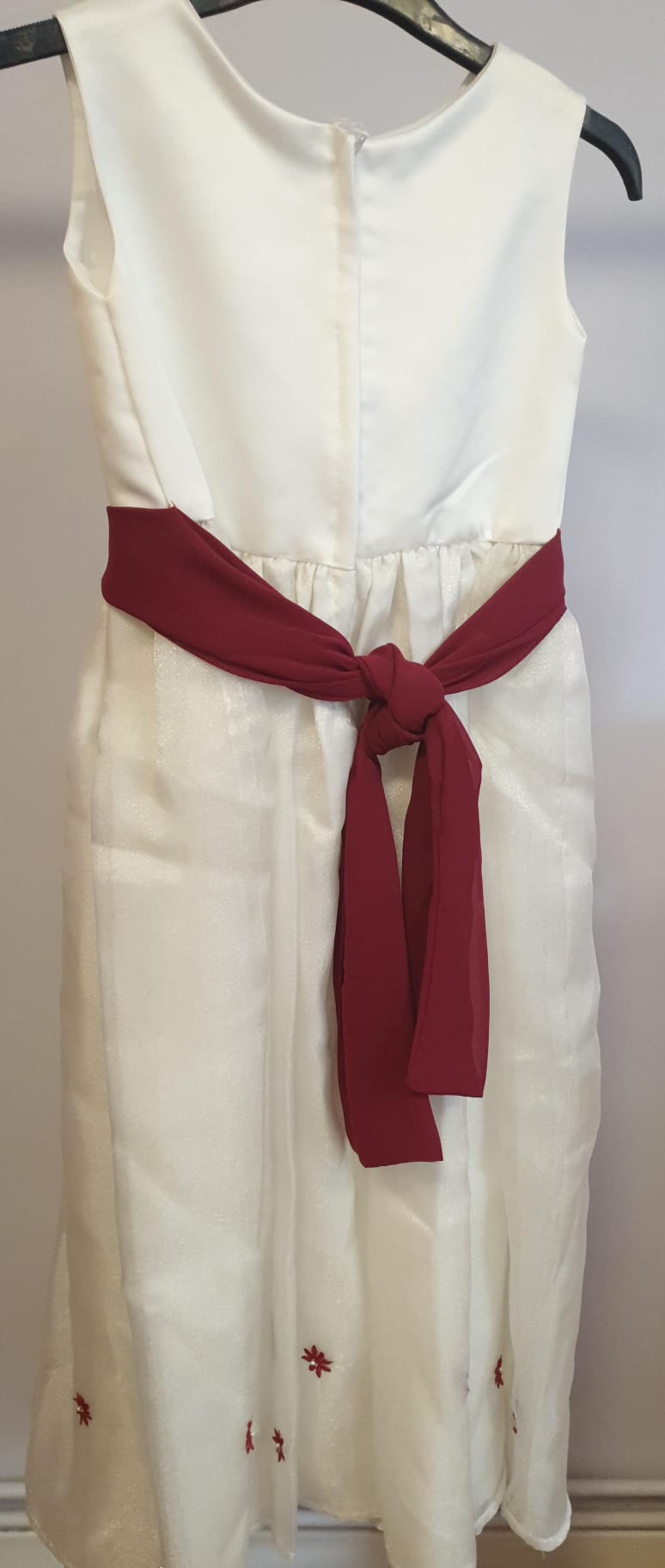 White Baby Dress Red Ribbon