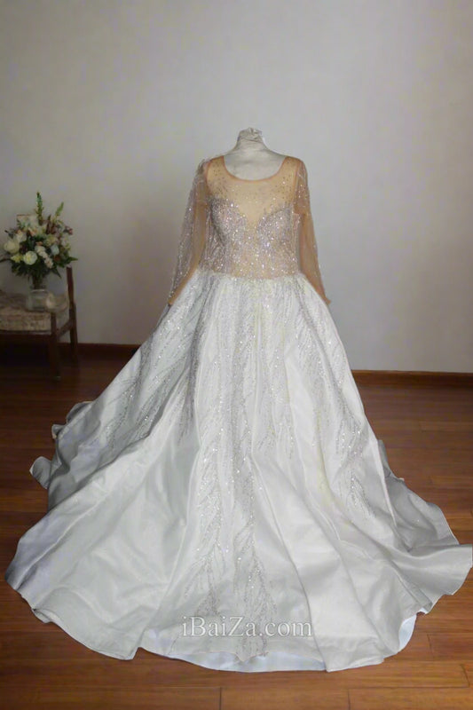 White Sattan Silk Bridal Dress size 16