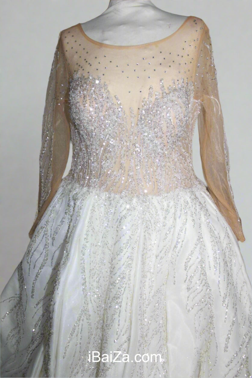 Silk sattan white bridal dress