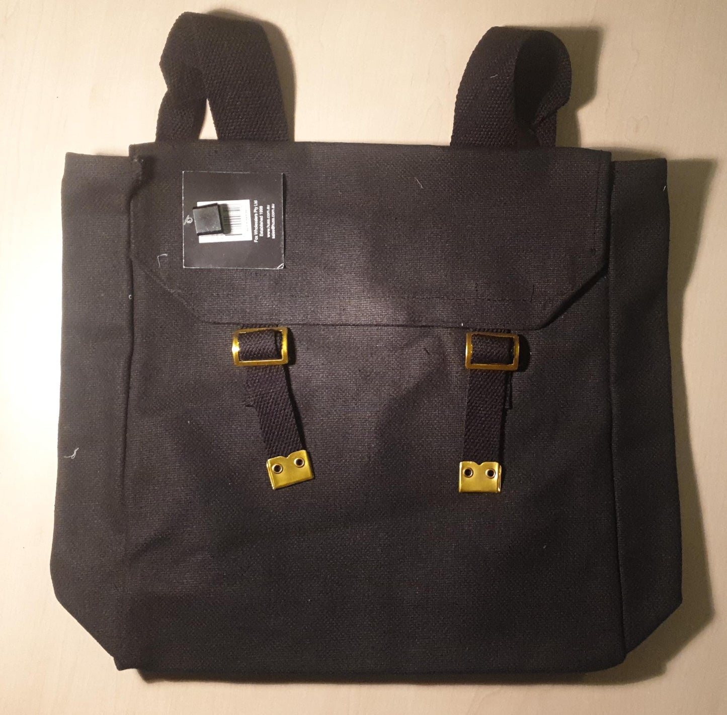 Canvas Web Pack Shoulder Bag - Black