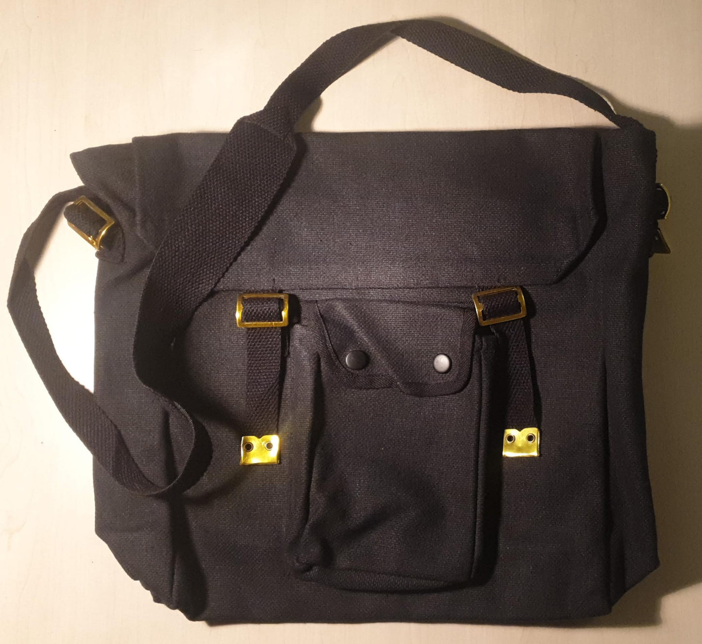 Canvas Web Pack Shoulder Bag - Black