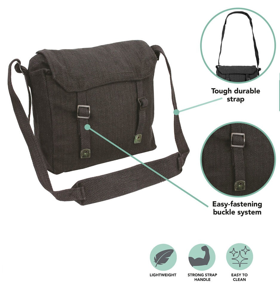 Canvas Web Pack Shoulder Bag - Black