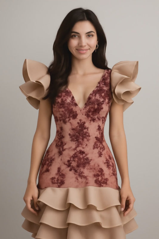 IDS 002-Ready Dress Satin Mehroon on Pink