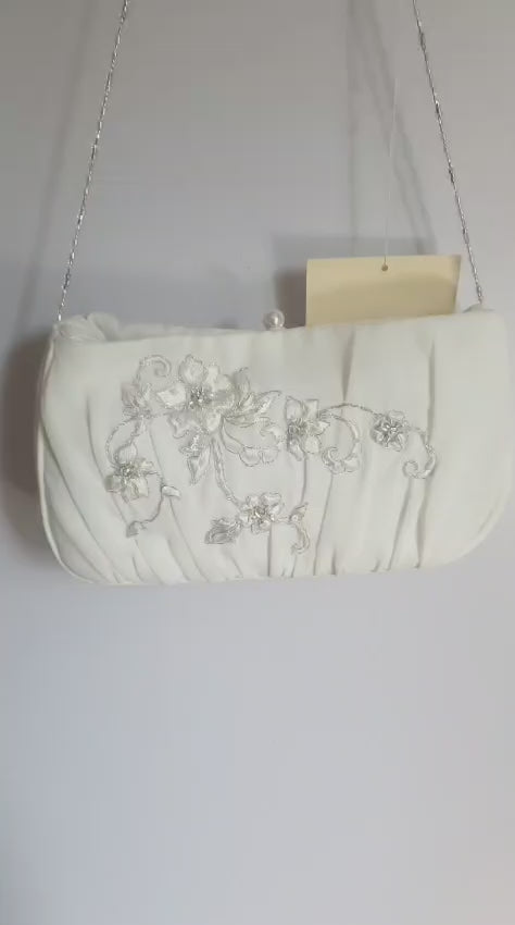 Stunning White Satin Beaded Holy Communion Bag